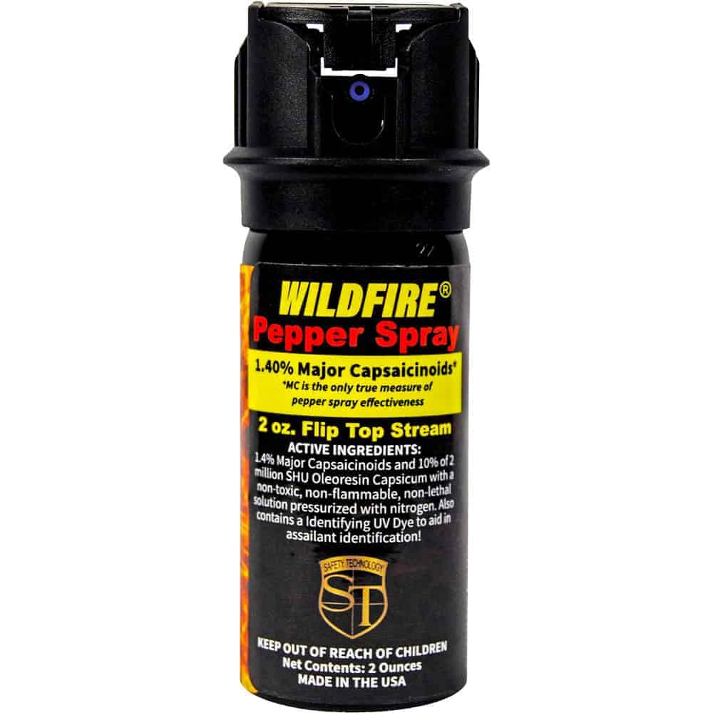 2 Ounce Flip Top WildFire MC Pepper Spray Stream Front View