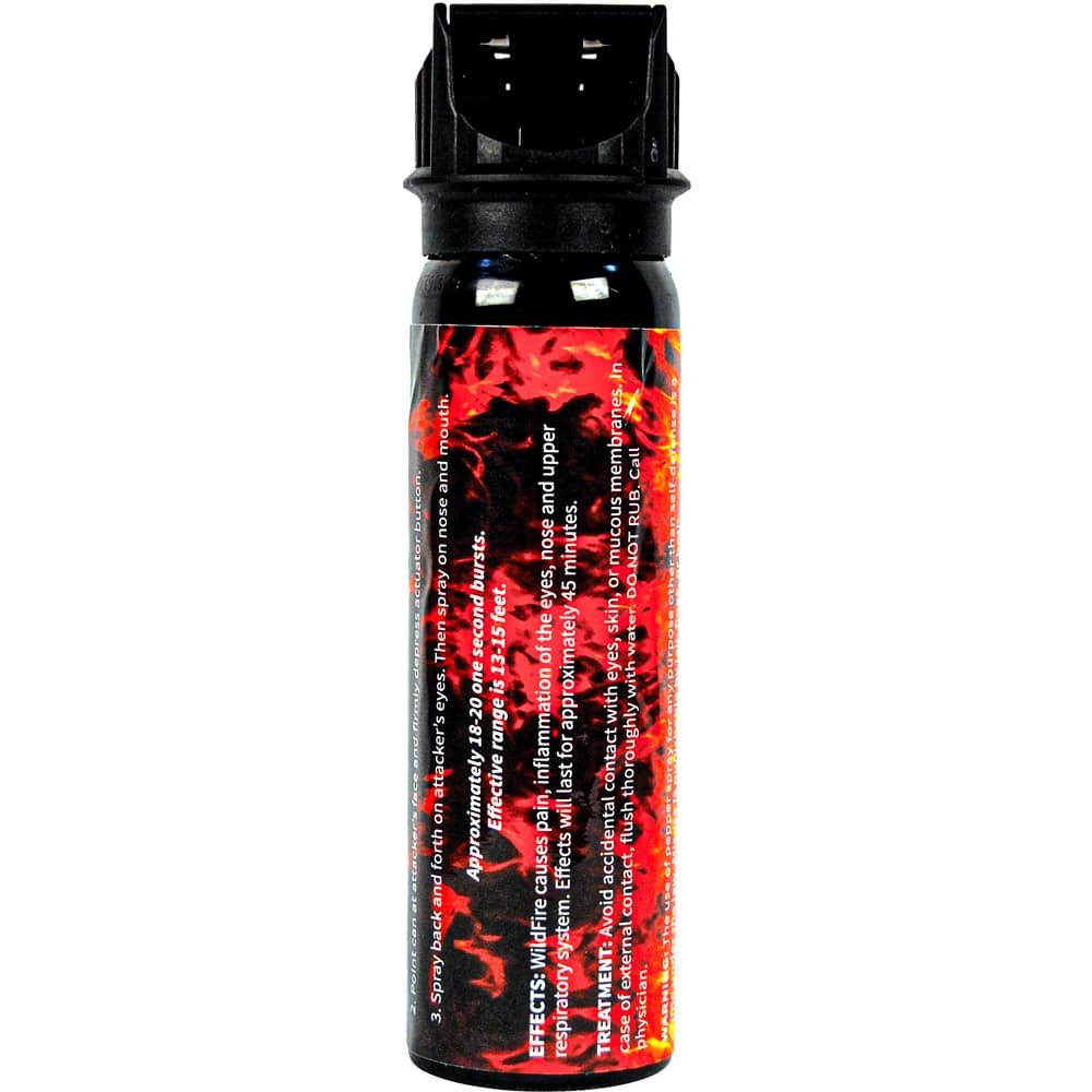 4 Ounce Flip Top WildFire MC Pepper Spray Stream Back View