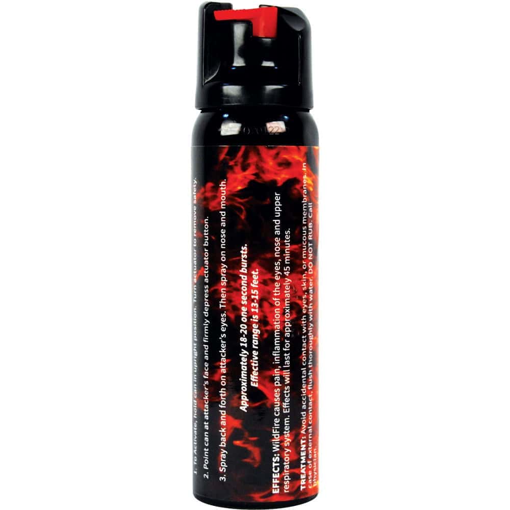 4 Ounce Flip Top WildFire MC Pepper Spray Stream Rear View
