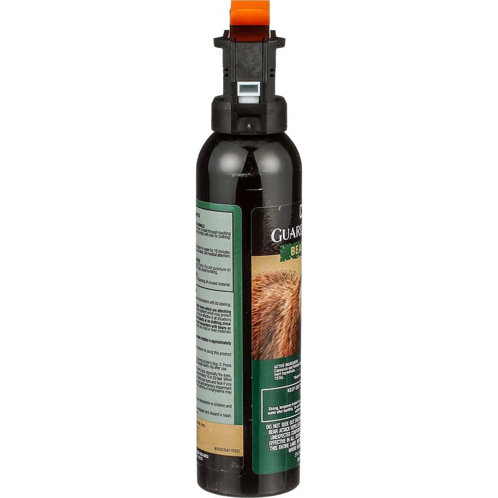 Guard Alaska Bear Spray 9 oz Fogger up to 20 Feet Range. This powerful bear deterrent features a long-range fogging pattern, providing effective protection in outdoor environments. Ideal for hikers, campers, and anyone venturing into bear country