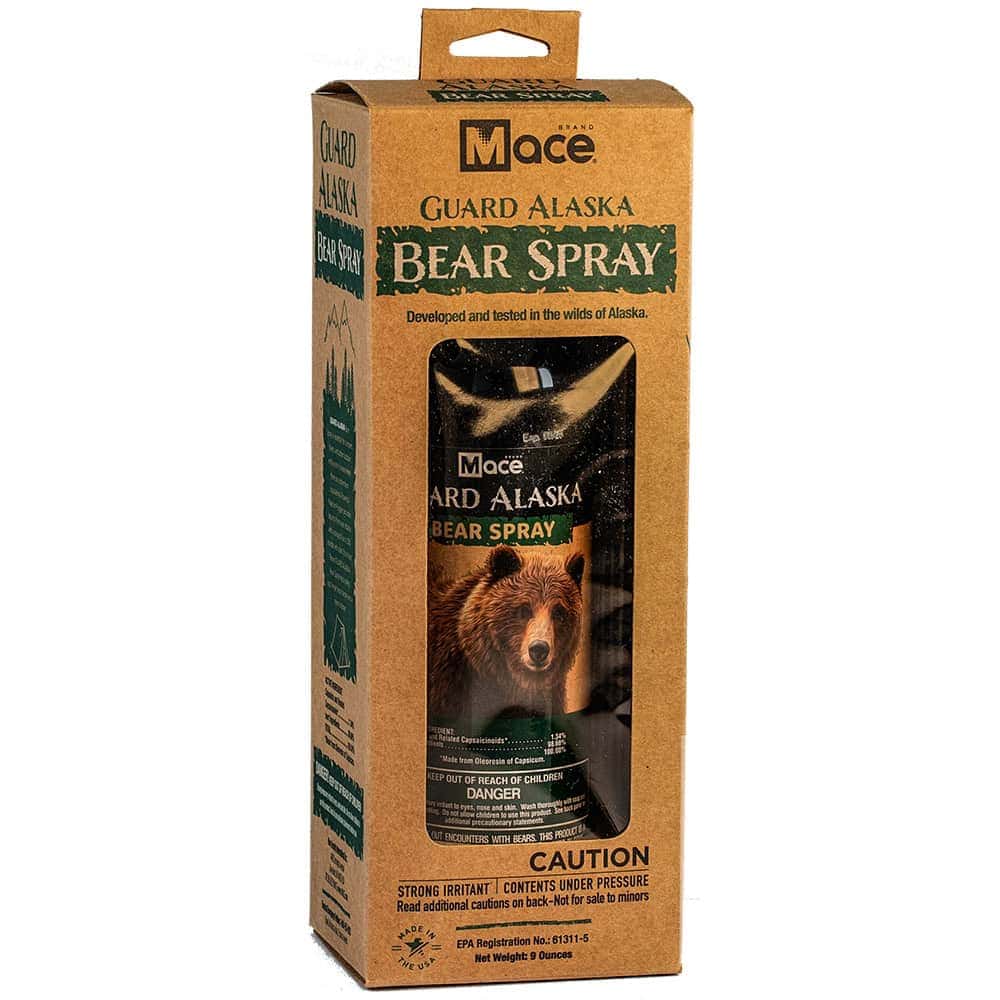 Guard Alaska Bear Spray 9 oz Fogger up to 20 Feet Range. This powerful bear deterrent features a long-range fogging pattern, providing effective protection in outdoor environments. Ideal for hikers, campers, and anyone venturing into bear country