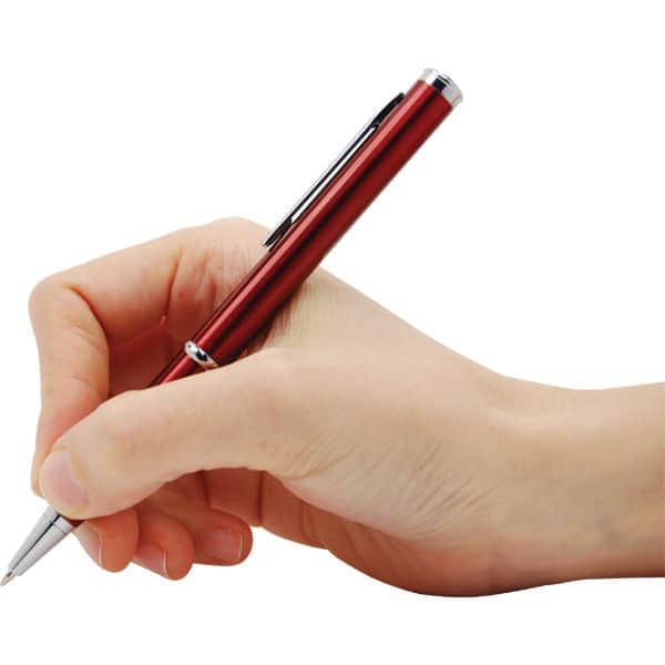 Red Pen Knife with Blade Covered in Hand