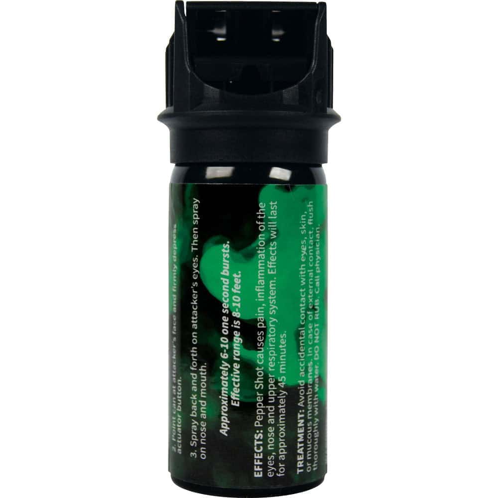 Pepper Shot 2 Ounce Flip Top Pepper Spray with UV Dye Rear View