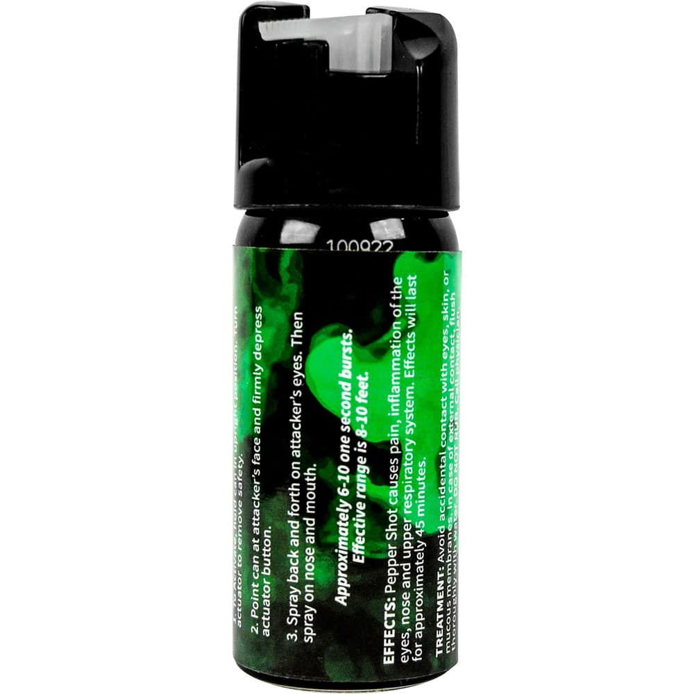 Pepper Shot 2 Ounce Pepper Spray Fogger with UV Dye Rear View