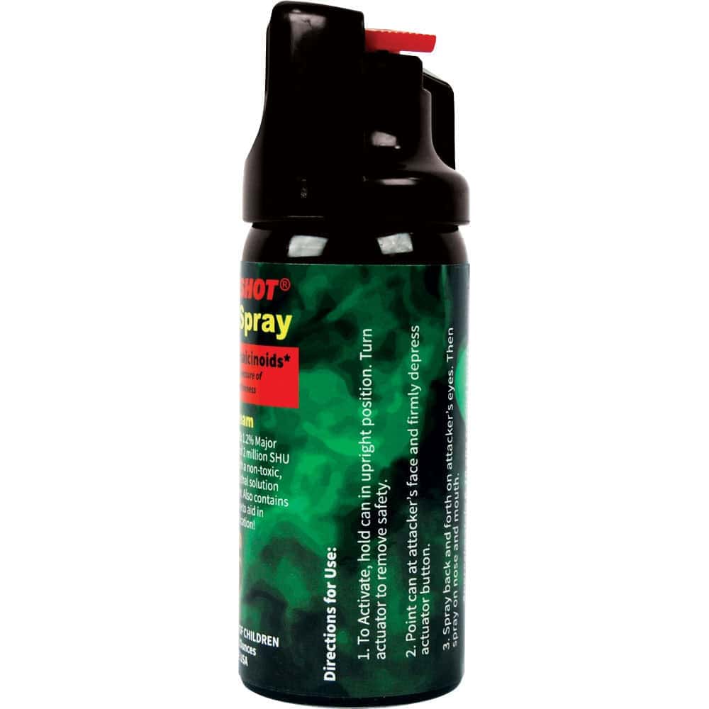 Pepper Shot 2 Ounce Pepper Spray with UV Dye Side View