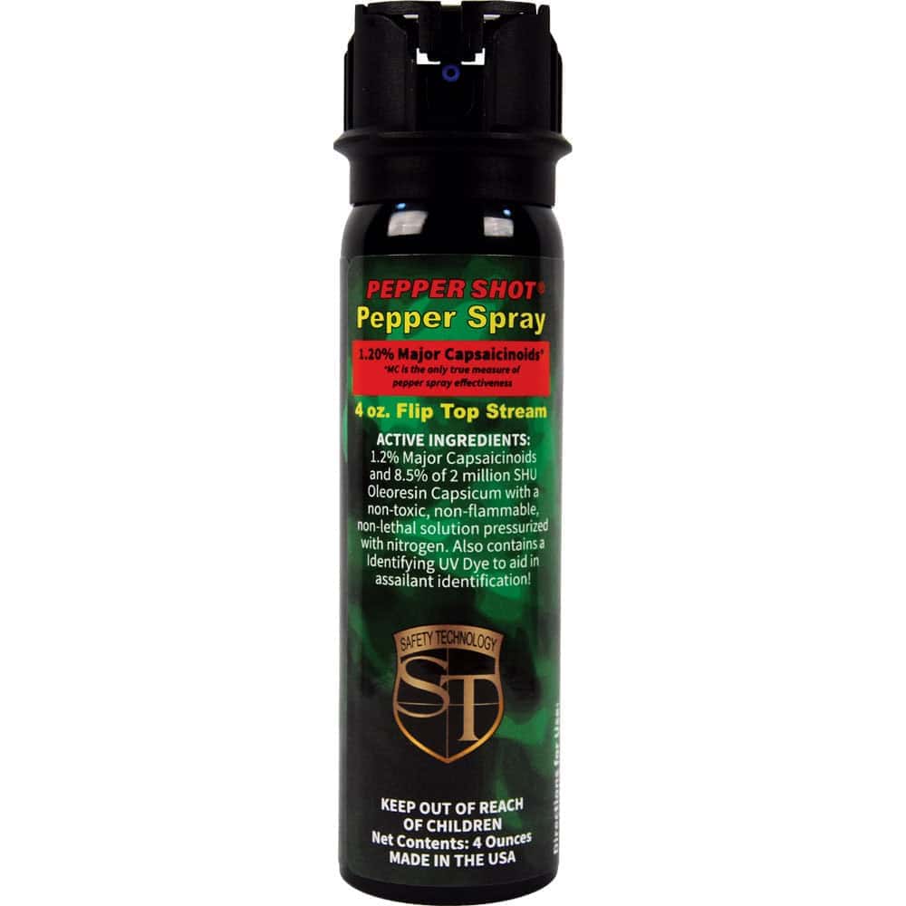 Pepper Shot 4 ounce Flip Top Pepper Spray Front View