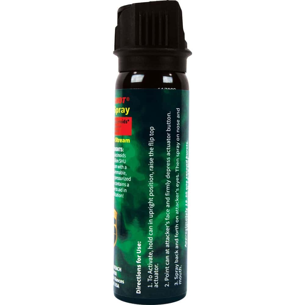 Pepper Shot 4 ounce Flip Top Pepper Spray Side View