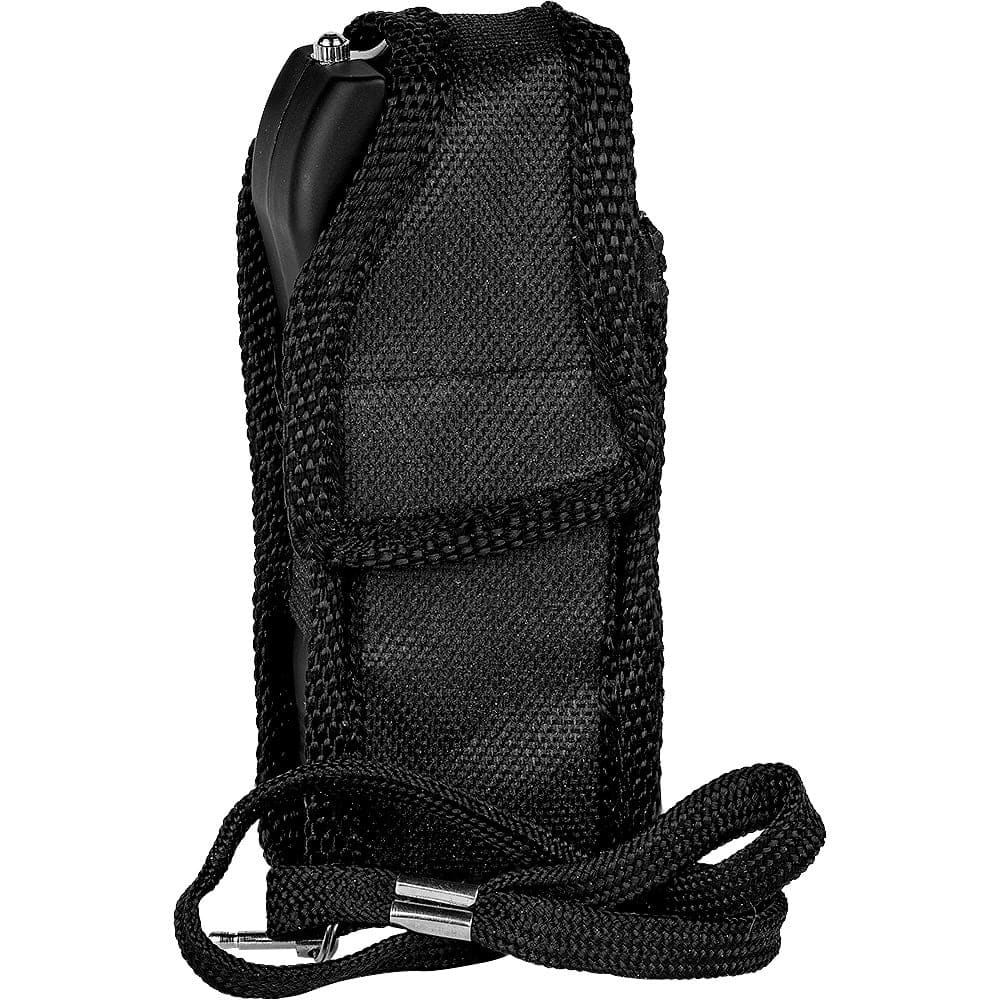 Black 80 Million Volt Runt Rechargeable Stun Gun With Flashlight And Wrist Strap Disable Pin in Black Nylon Holster