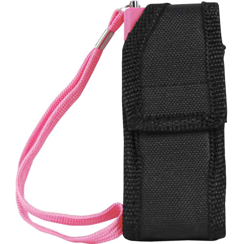 Pink Runt Rechargeable Stun Gun With Flashlight And Wrist Strap Disable Pin in Nylon Case