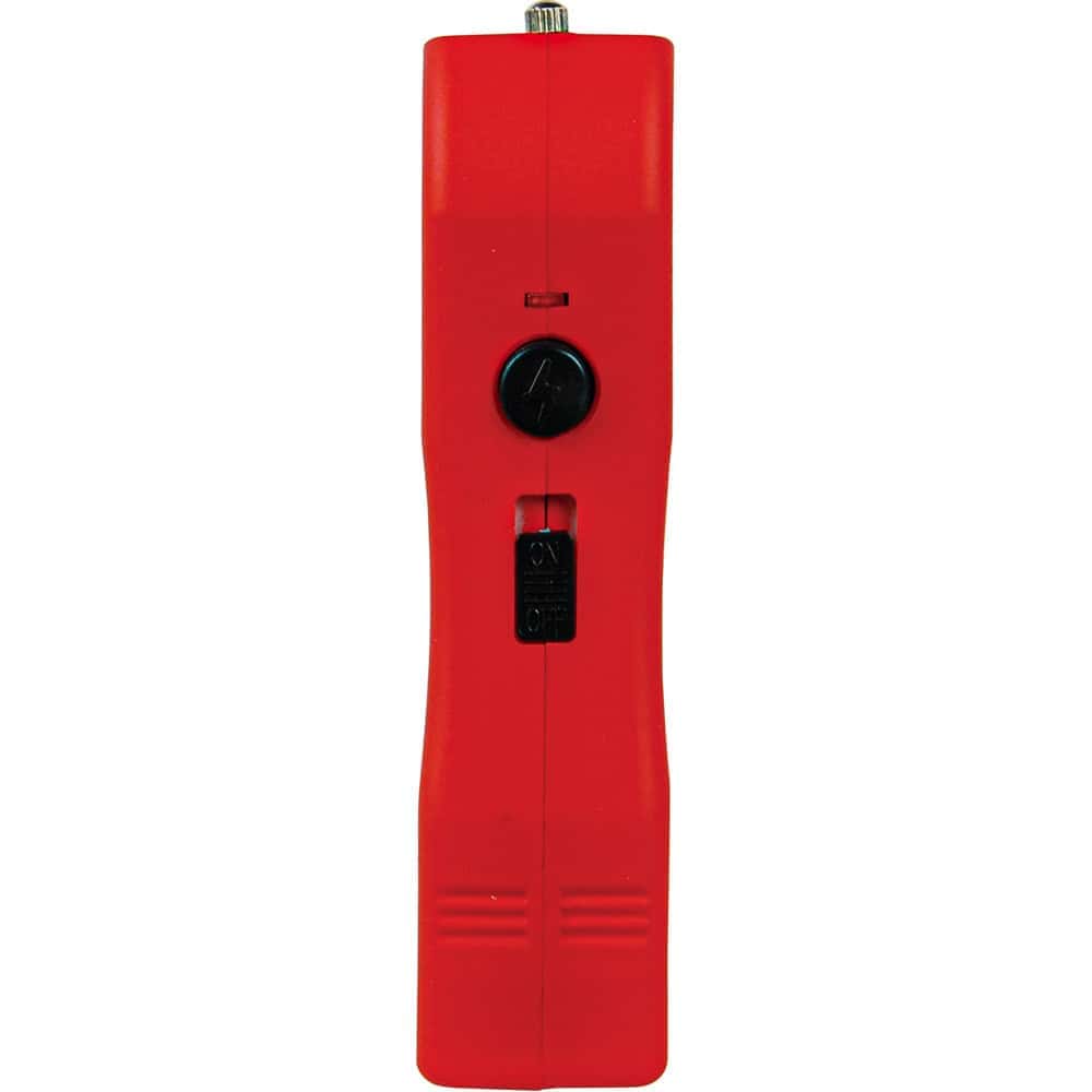 Red Runt Rechargeable Stun Gun With Flashlight And Wrist Strap Disable Pin Side View