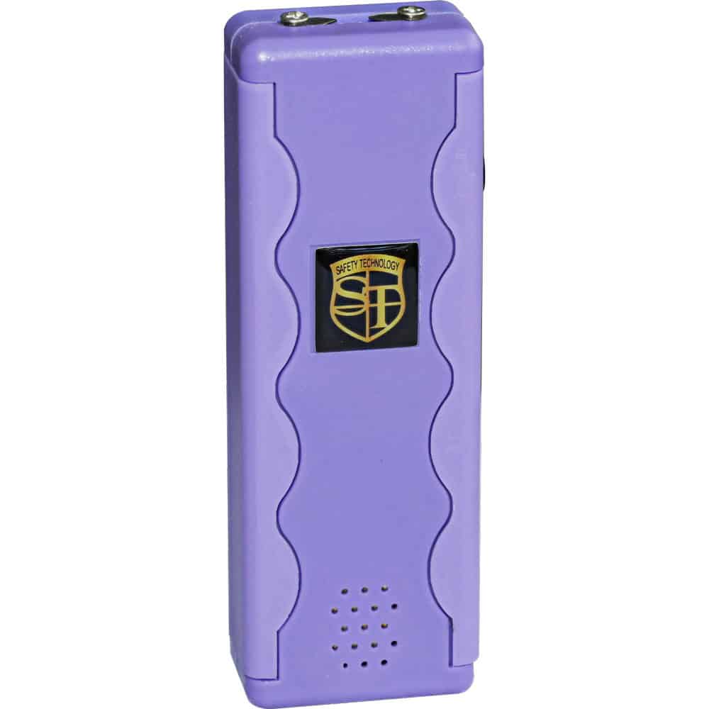 Purple SAL Stun Gun with Alarm and Flashlight Front View