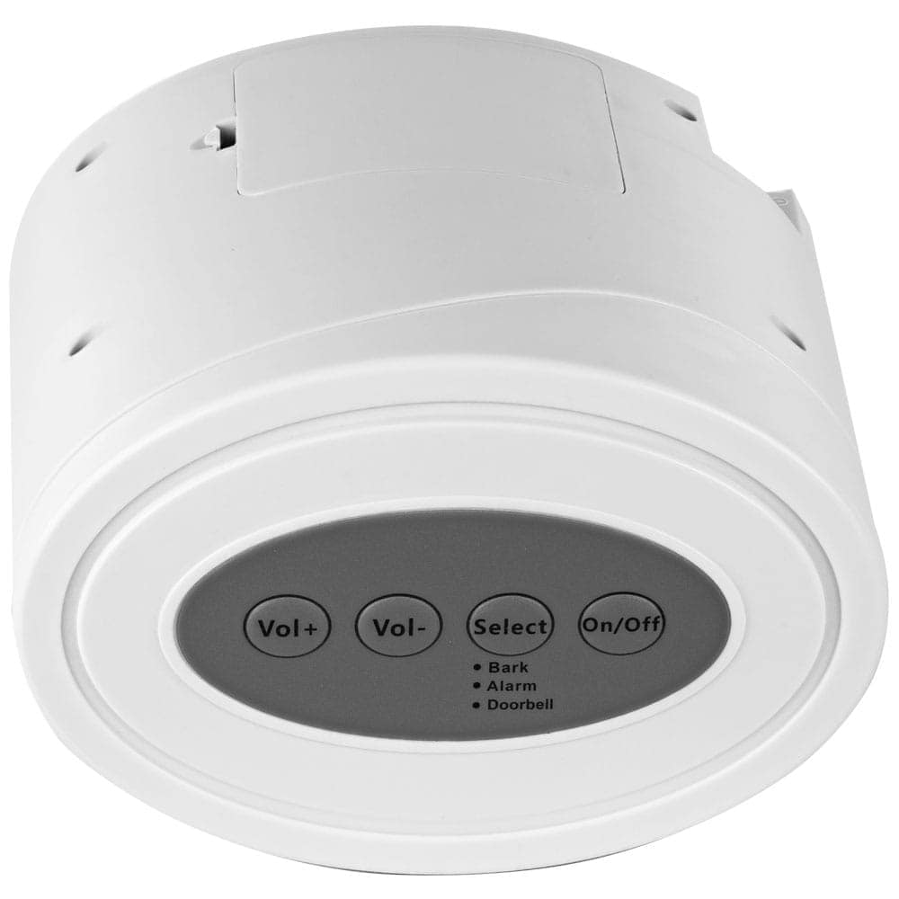 Detailed image of the 120db Barking Dog Alarm, showcasing the top view to highlight its design and features for effective security and deterrence