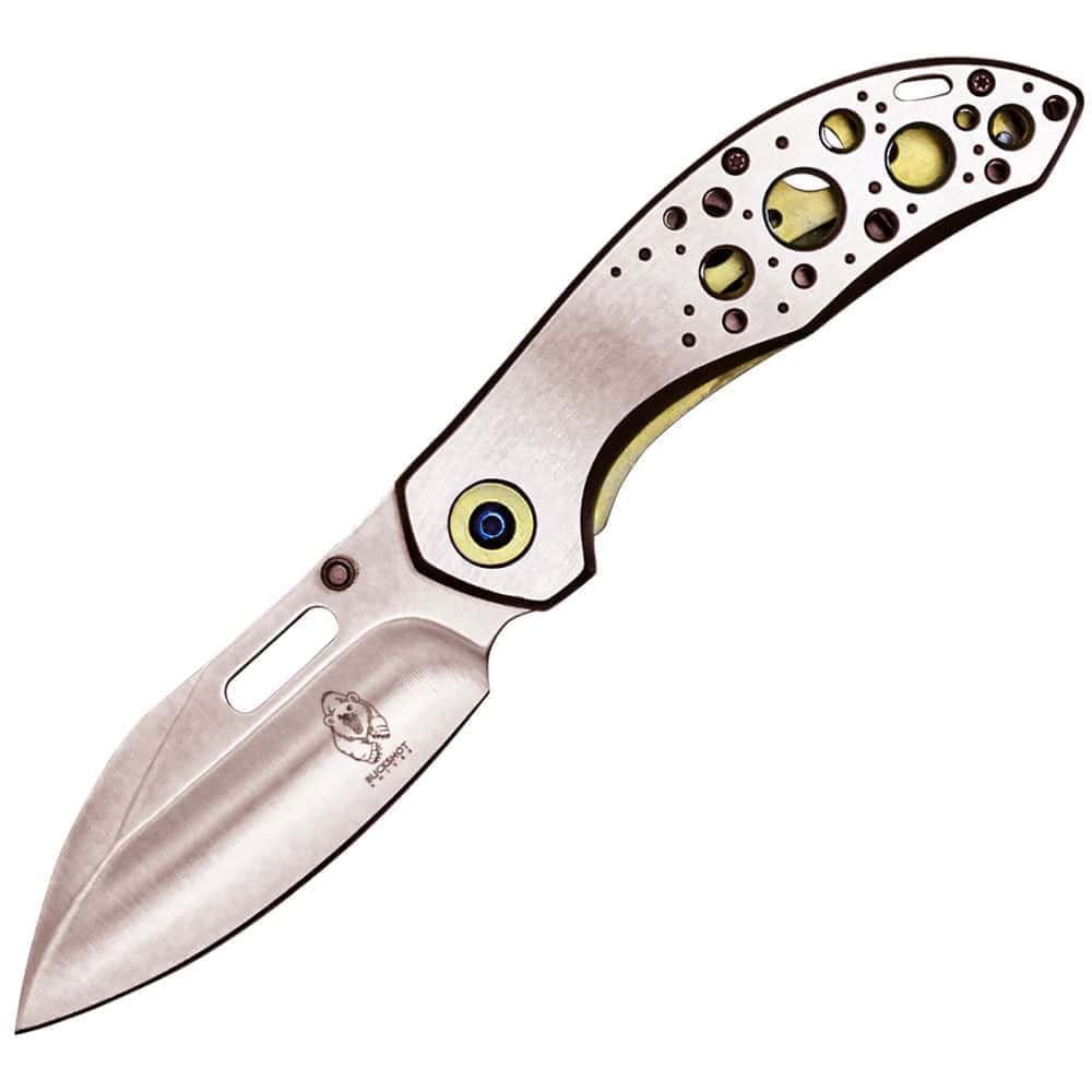 Assisted Open Folding Pocket Knife with Two Tone Blade Opened