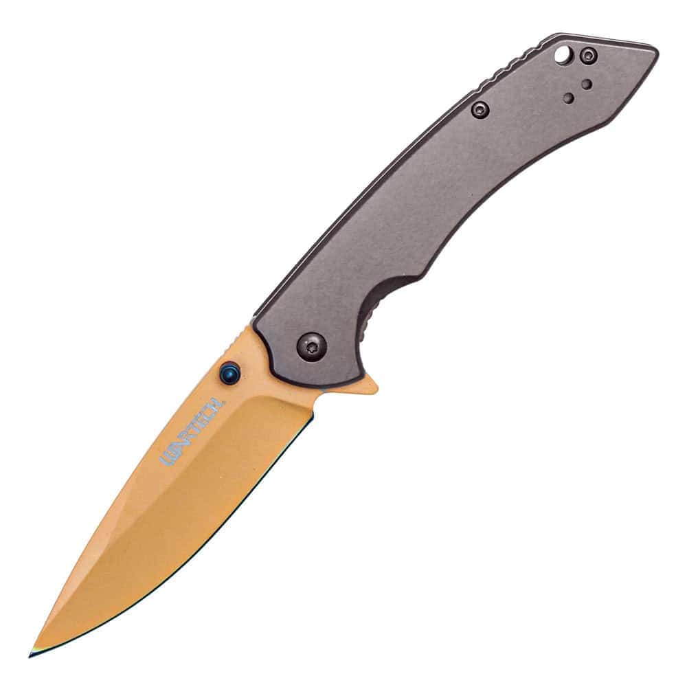 Orange Assisted Open Folding Pocket Knife Open Blade View