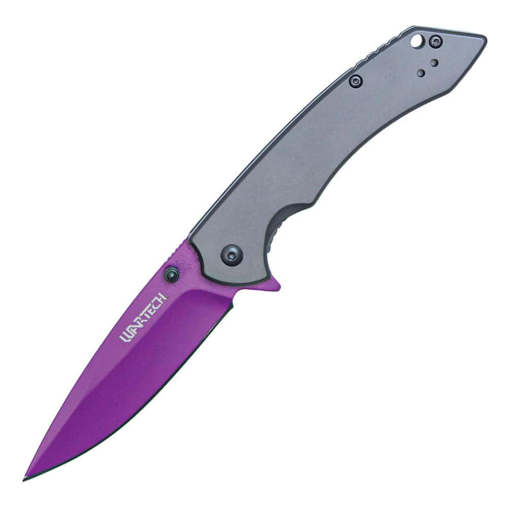 Purple Assisted Open Folding Pocket Knife Open View