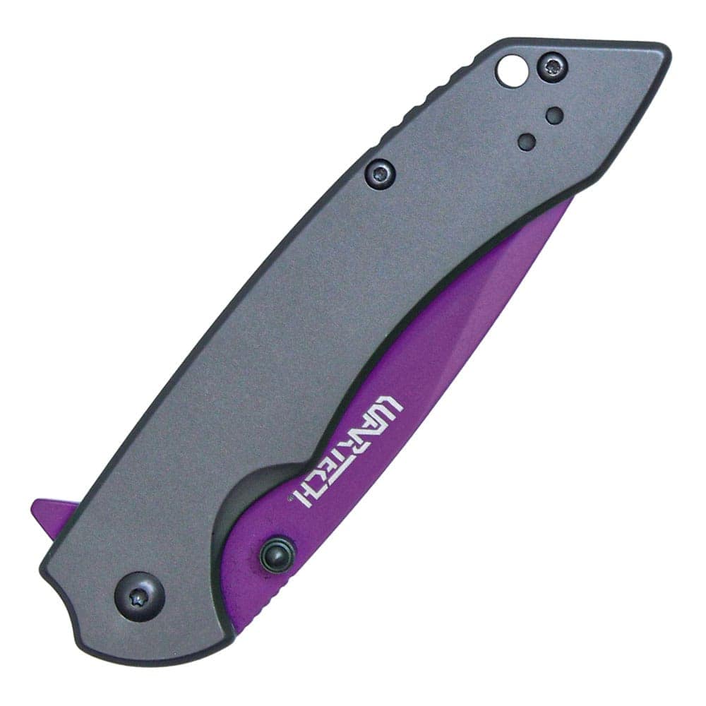 Purple Assisted Open Folding Pocket Knife Closed View