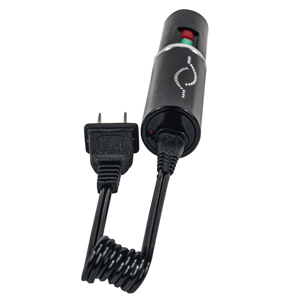 Black 25 Million Volt Lipstick Stun Gun Rechargeable With Flashlight With Cap Removed and Charging Cord