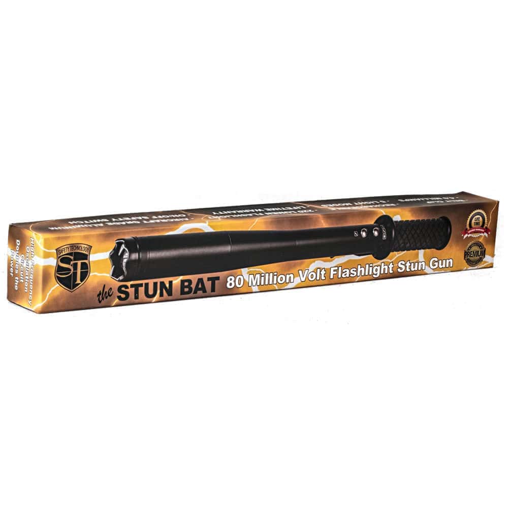 80 Million Volt Rechargeable Stun Bat with Flashlight - 16" Long
