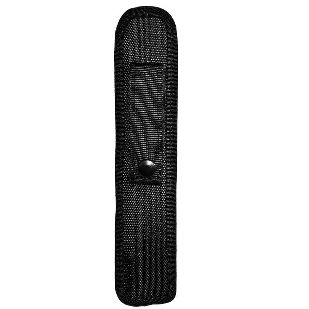 Telescopic Steel Baton With Rubber Handle Closed in Holster Rear View