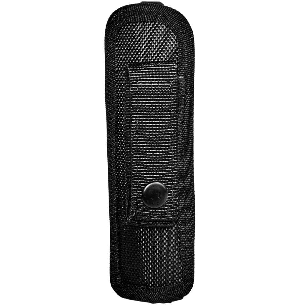 Telescopic Steel Baton With Rubber Handle Closed in Holster Rear View