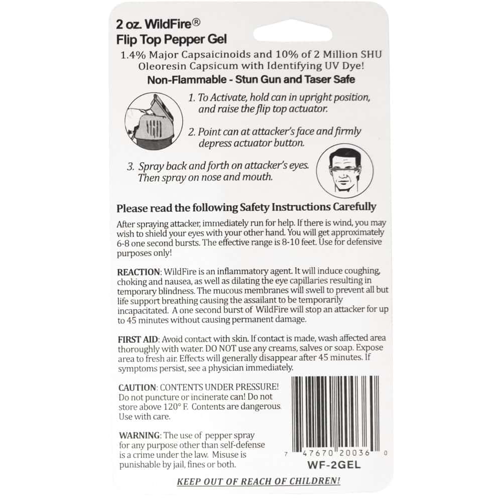2 ounce 2oz Wildfire Pepper Gel Rear Retail Package View