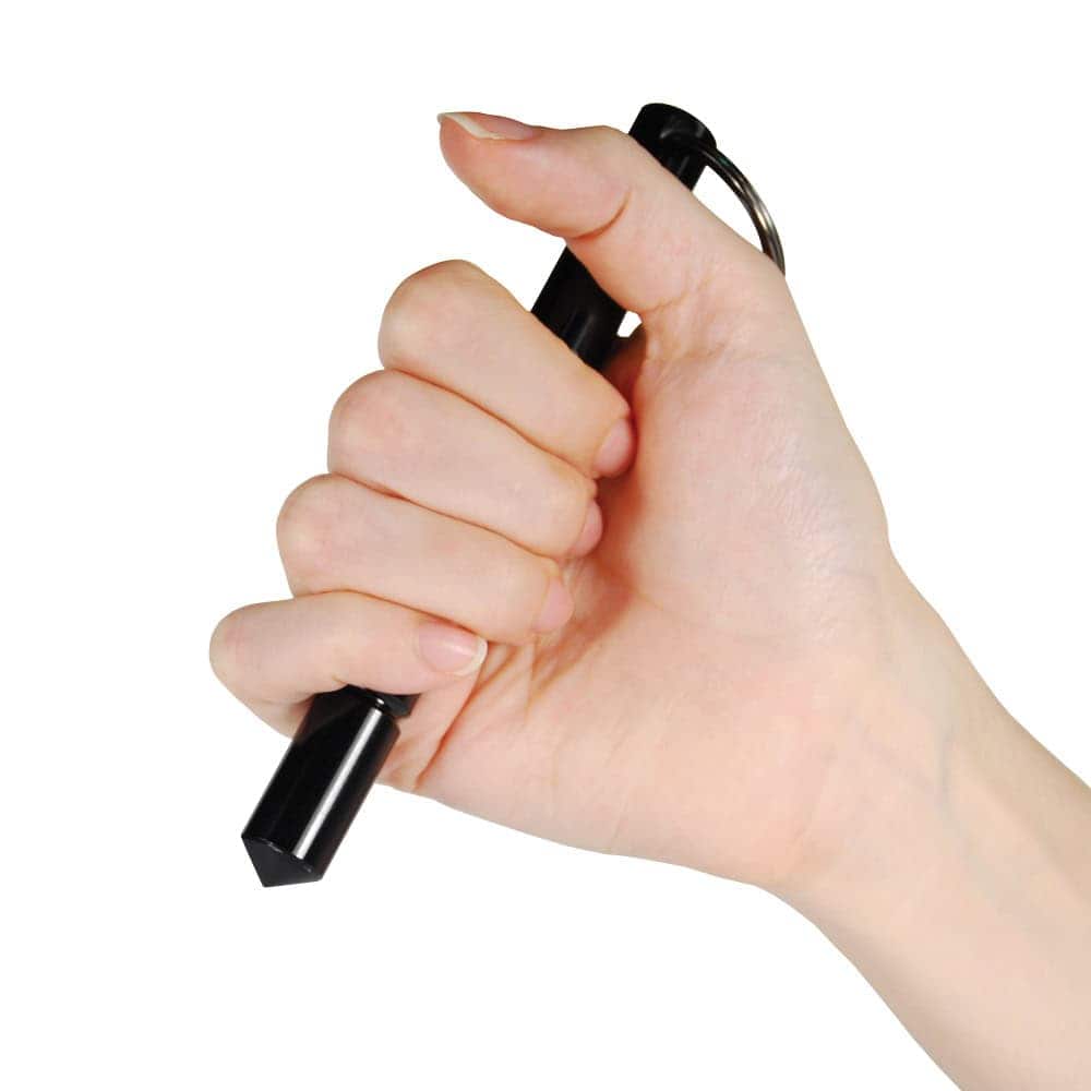 Black Kubotan Aircraft Grade Aluminum Keychain in Hand