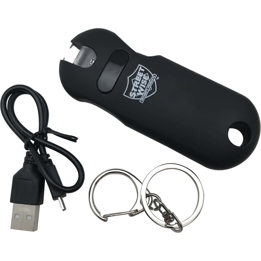 StreetWise 24 Million Volt Keychain Stun Gun Black with USB Charger and Key Ring