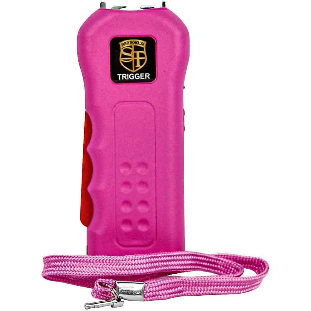 Pink 75 Million Volt Trigger Stun Gun Flashlight with Disable Pin Front View