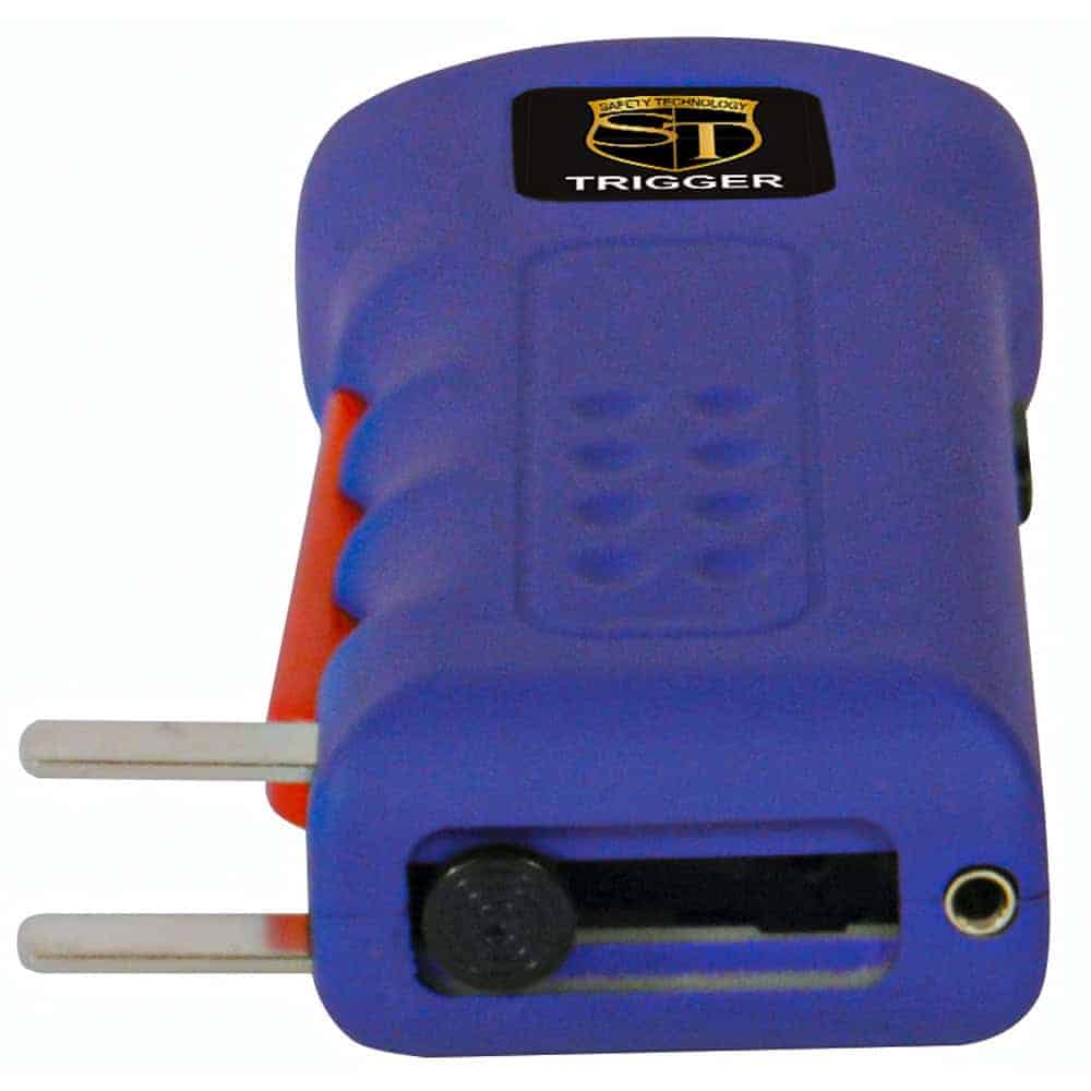 Purple 75 Million Volt Trigger Stun Gun Flashlight with Disable Pin with Charging Plug Extended