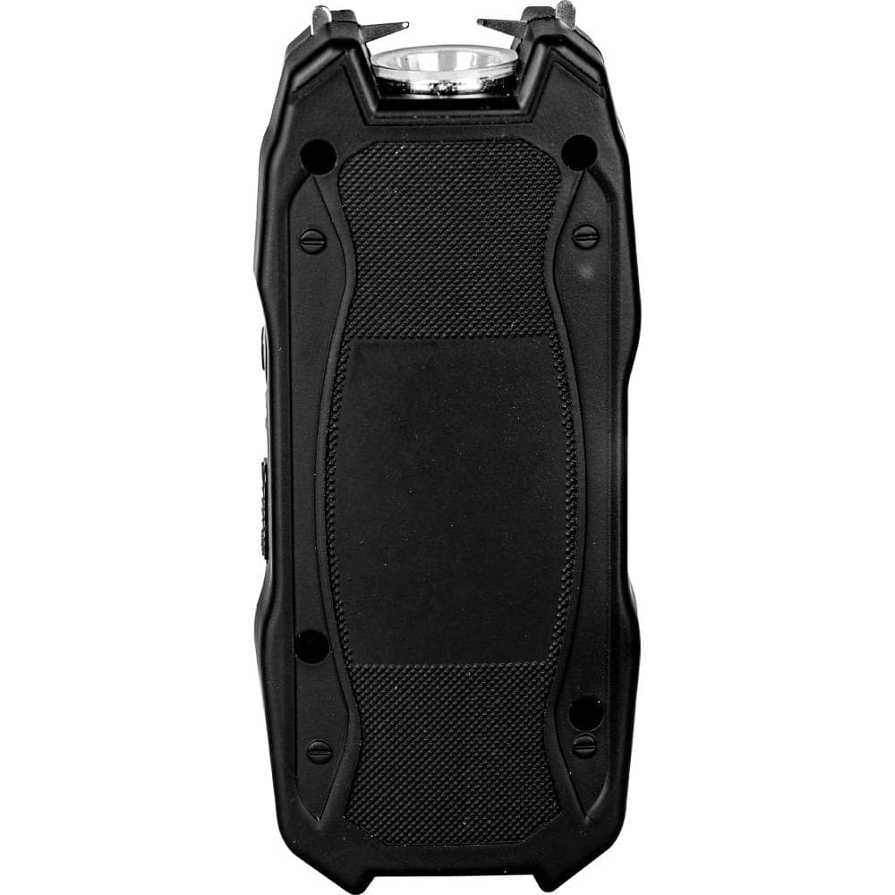 90 Million Volt Hot Shot Rechargeable Stun Gun with Flashlight and Battery Meter Rear View