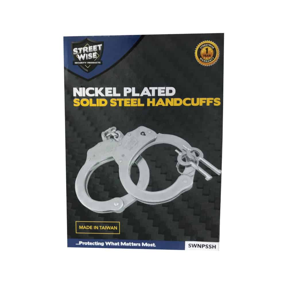 Streetwise Nickel-Plated Steel Handcuffs – Double Lock Mechanism, 22 Locking Positions, Push Pin System, Corrosion-Resistant Finish, 9.4 oz, Standard Key Operation, Two Keys Included, Professional Duty Grade - Image 3