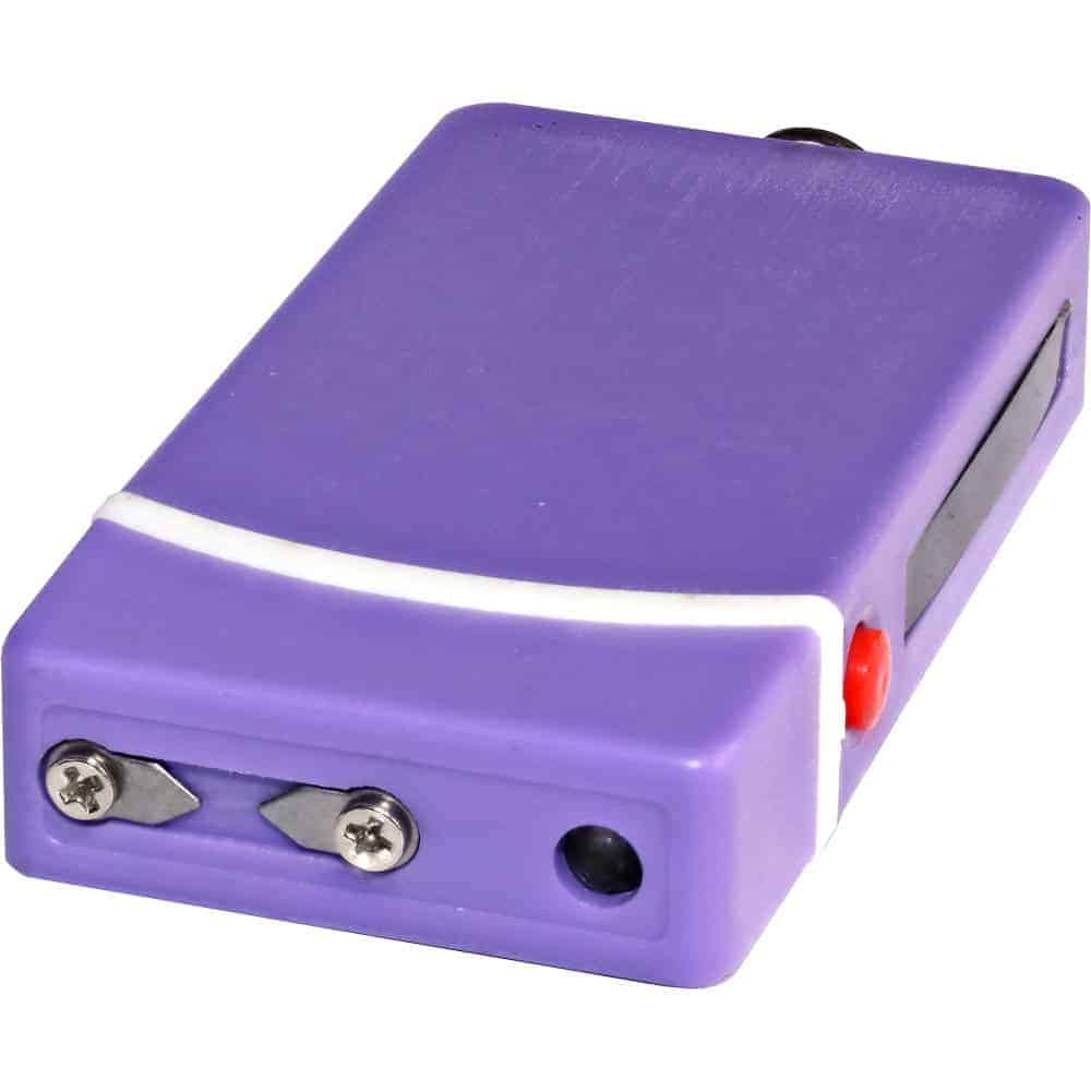 Purple 60 Million Volt Fang Keychain Stun Gun and Flashlight with Battery Meter Top View | Advanced Safety Tech Purple 60 Million Volt Fang Keychain Stun Gun and Flashlight with Battery Meter Top View Advanced Safety Tech Purple 60 Million Volt Fang Keychain Stun Gun and Flashlight with Battery Meter Top View