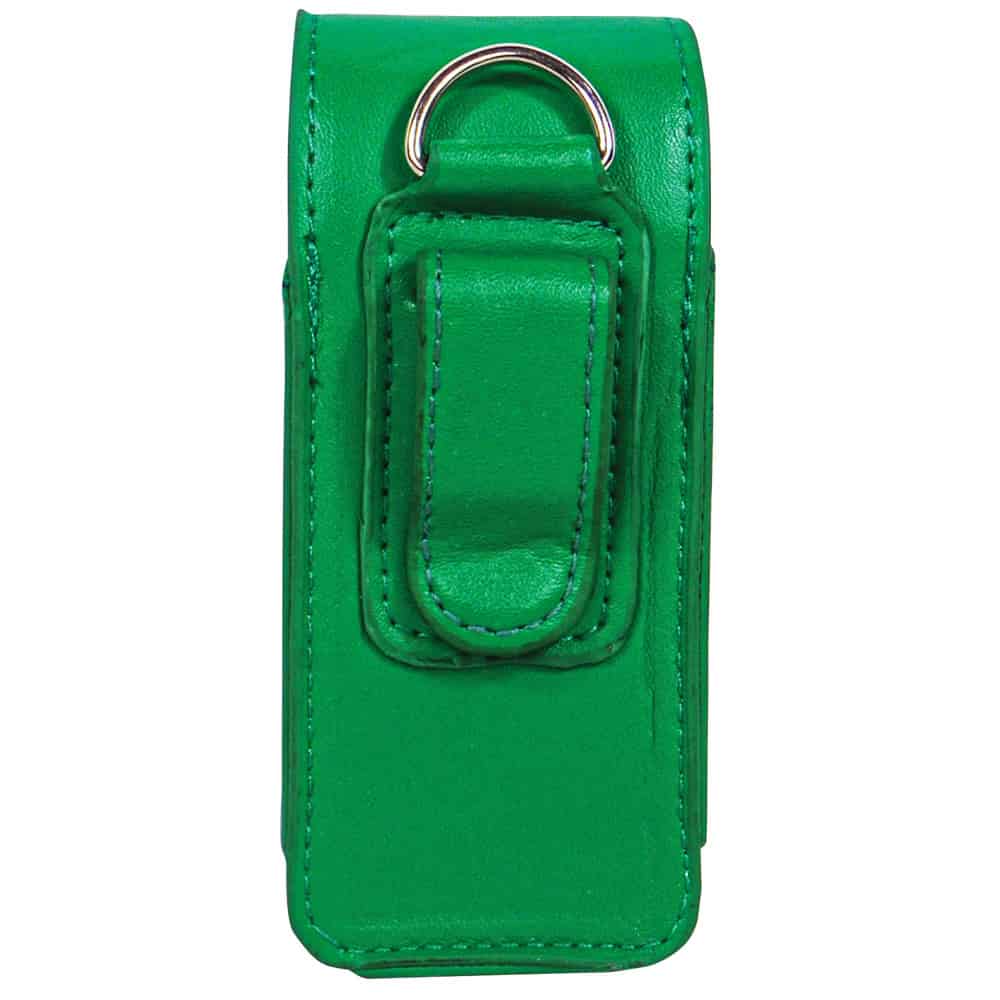 Green Leatherette Holster for Li’L Guy Stun Gun Rear View with Belt Clip | Advanced Safety Tech Green Leatherette Holster for Li’l Guy Stun Gun Rear View with Belt Clip Advanced Safety Tech Green Leatherette Holster for Li’l Guy Stun Gun Rear View with Belt Clip