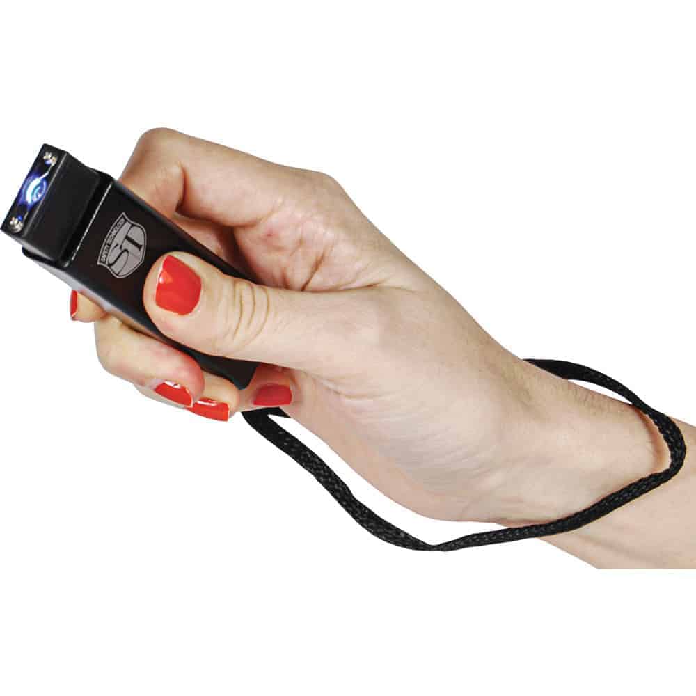 Black Slider Stun Gun with LED Flashlight USB Rechargeable Shown in Hand | Advanced Safety Tech Black Slider Stun Gun with Led Flashlight Usb Rechargeable Shown in Hand Advanced Safety Tech Black Slider Stun Gun with Led Flashlight Usb Rechargeable Shown in Hand