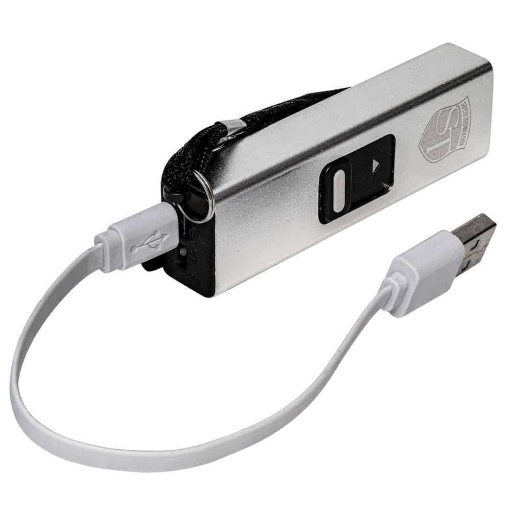 Silver Slider Stun Gun with LED Flashlight USB Rechargeable Front View with Wrist Strap and Charger | Advanced Safety Tech Silver Slider Stun Gun with Led Flashlight Usb Rechargeable Front View with Wrist Strap and Charger Advanced Safety Tech Silver Slider Stun Gun with Led Flashlight Usb Rechargeable Front View with Wrist Strap and Charger