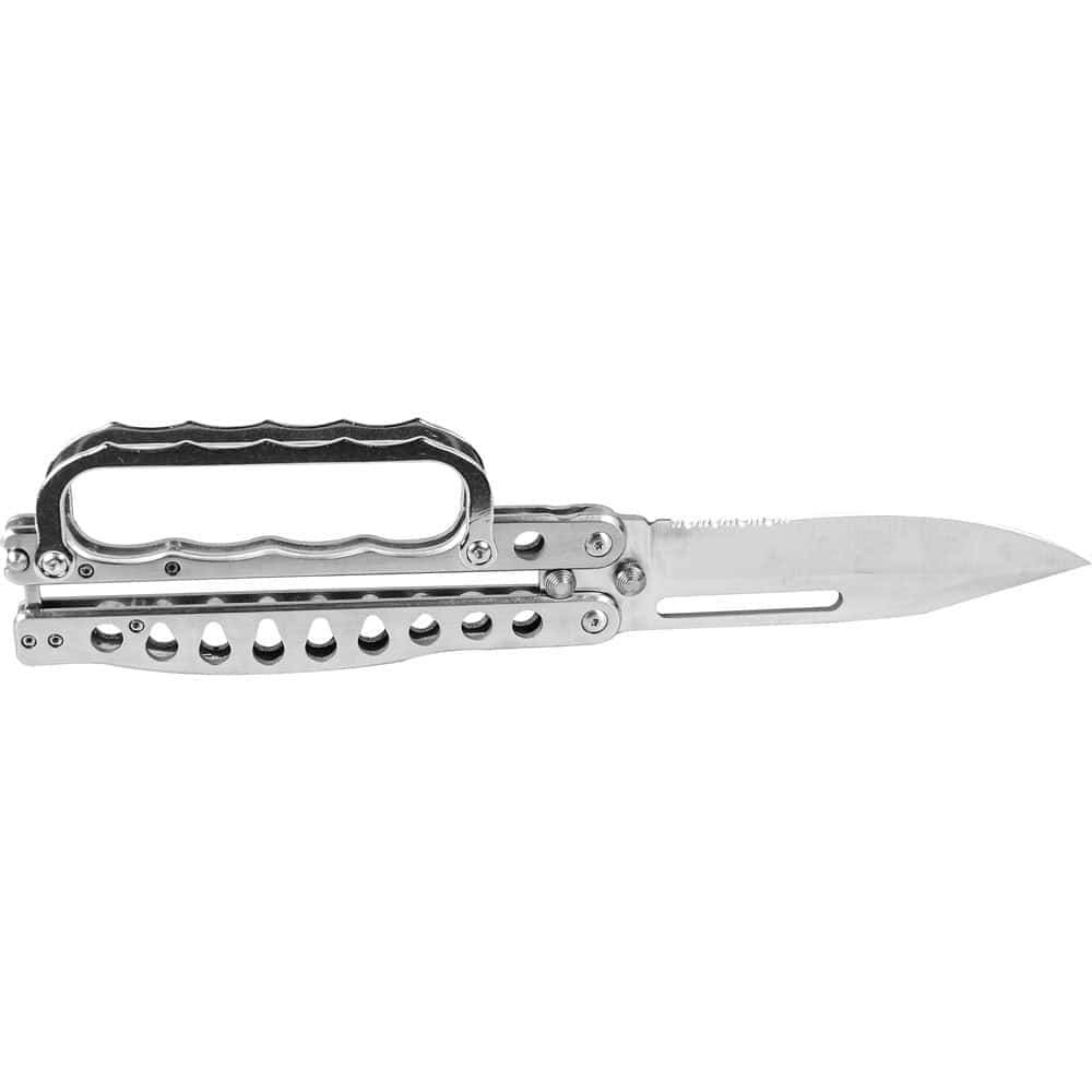 Silver Trench Handle Butterfly Knife Handle Facing Up | Advanced Safety Tech Silver Trench Handle Butterfly Knife Handle Facing Up Advanced Safety Tech Silver Trench Handle Butterfly Knife Handle Facing Up