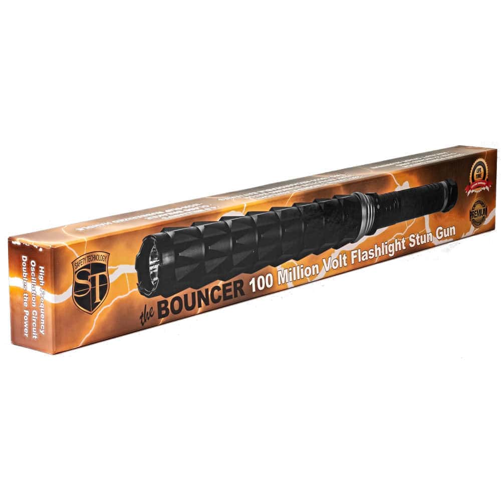 100 Million volt Self Defense Bouncer Stun gun with Flashlight - Rechargeable | Advanced Safety Tech 100 Million Volt Self Defense Bouncer Stun Gun with Flashlight - Rechargeable Advanced Safety Tech 100 Million Volt Self Defense Bouncer Stun Gun with Flashlight - Rechargeable