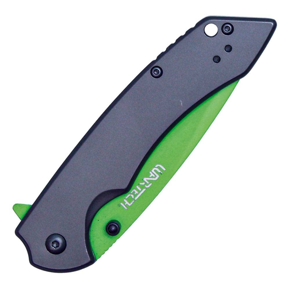 Green Blade Assisted Open Folding Pocket Knife Closed View | Advanced Safety Tech Green Blade Assisted Open Folding Pocket Knife Closed View Advanced Safety Tech Green Blade Assisted Open Folding Pocket Knife Closed View