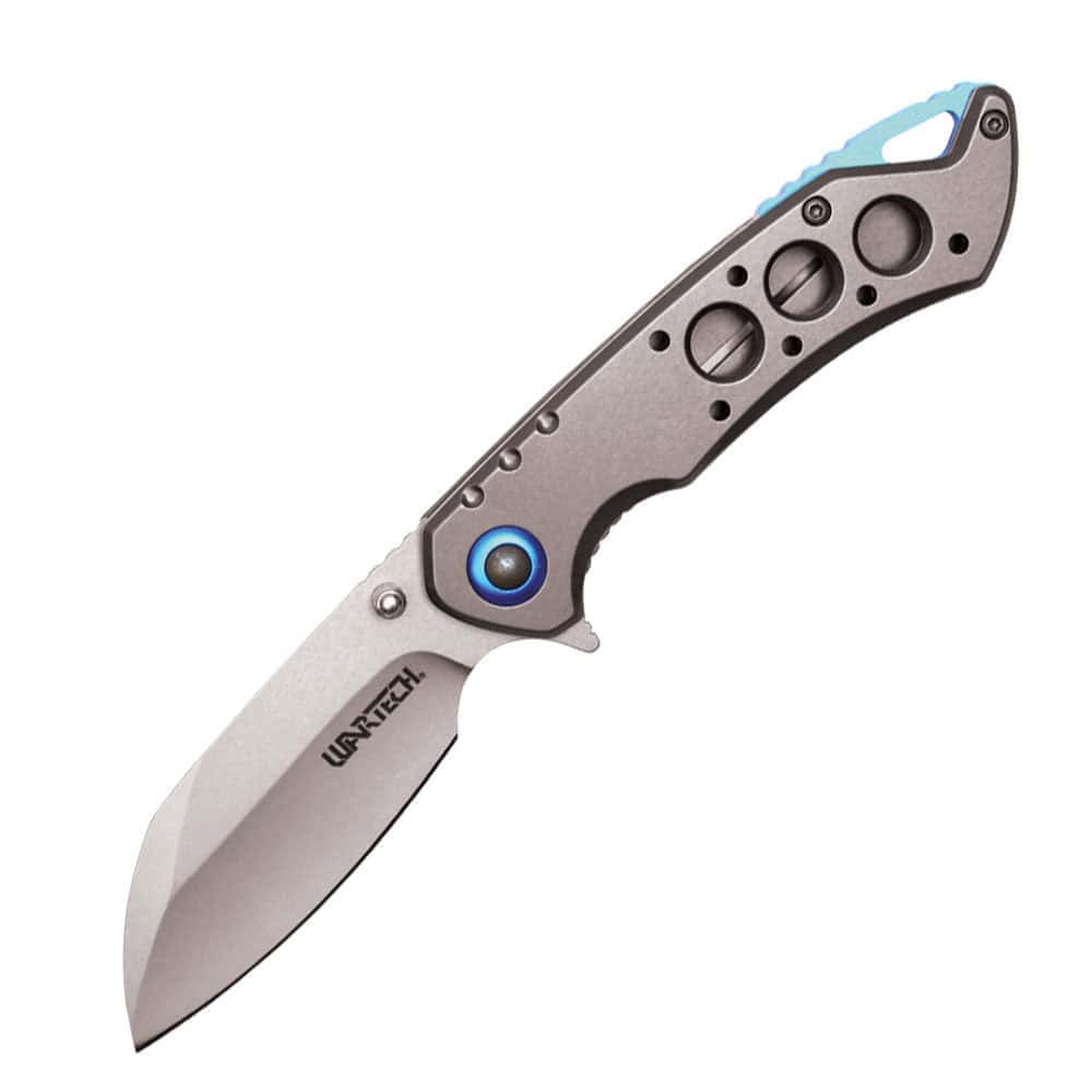 Silver Assisted Open Folding Pocket Knife with Handle Accents Open View | Advanced Safety Tech Silver Assisted Open Folding Pocket Knife with Handle Accents Open View Advanced Safety Tech Silver Assisted Open Folding Pocket Knife with Handle Accents Open View
