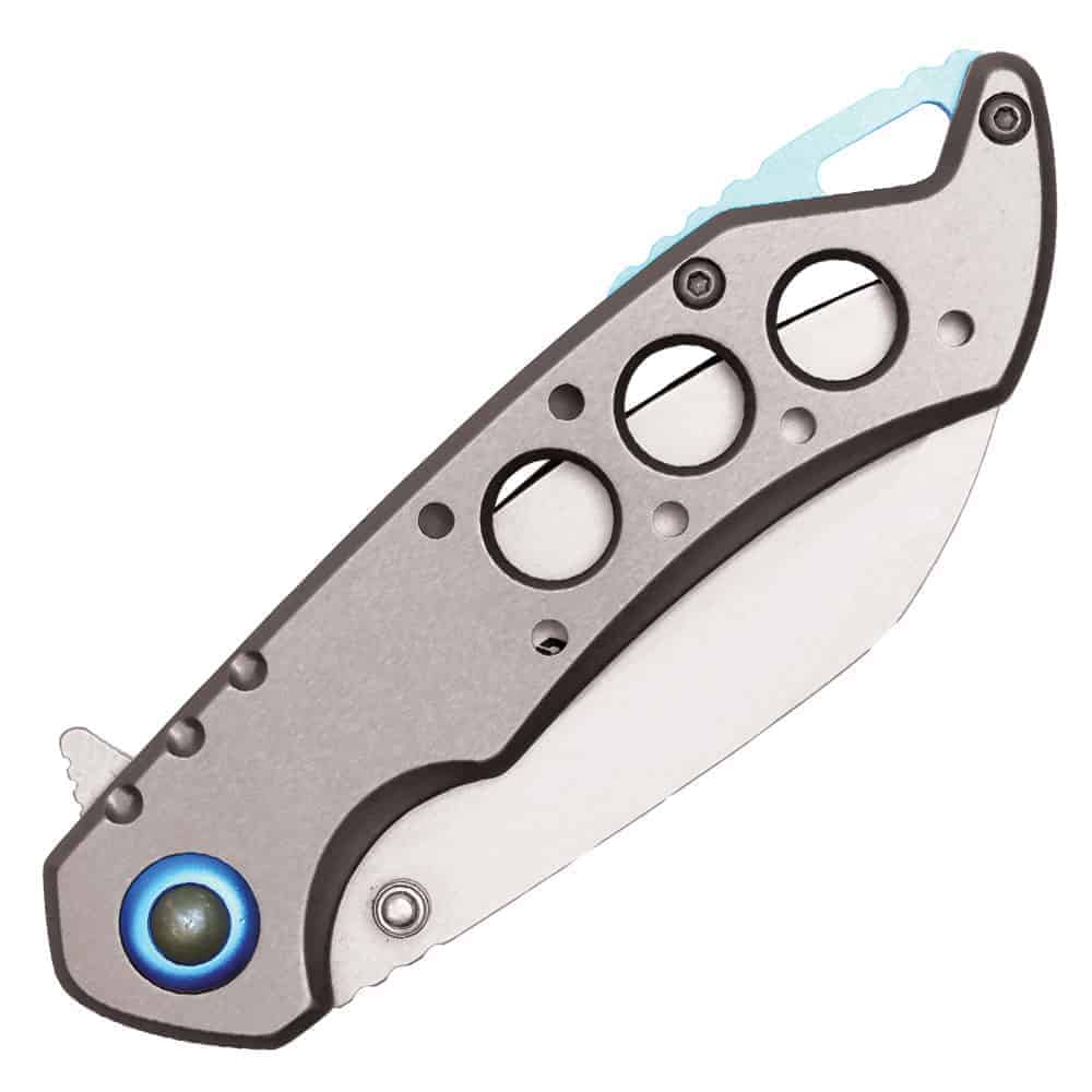 Silver Assisted Open Folding Pocket Knife with Handle Accents Closed View | Advanced Safety Tech Silver Assisted Open Folding Pocket Knife with Handle Accents Closed View Advanced Safety Tech Silver Assisted Open Folding Pocket Knife with Handle Accents Closed View
