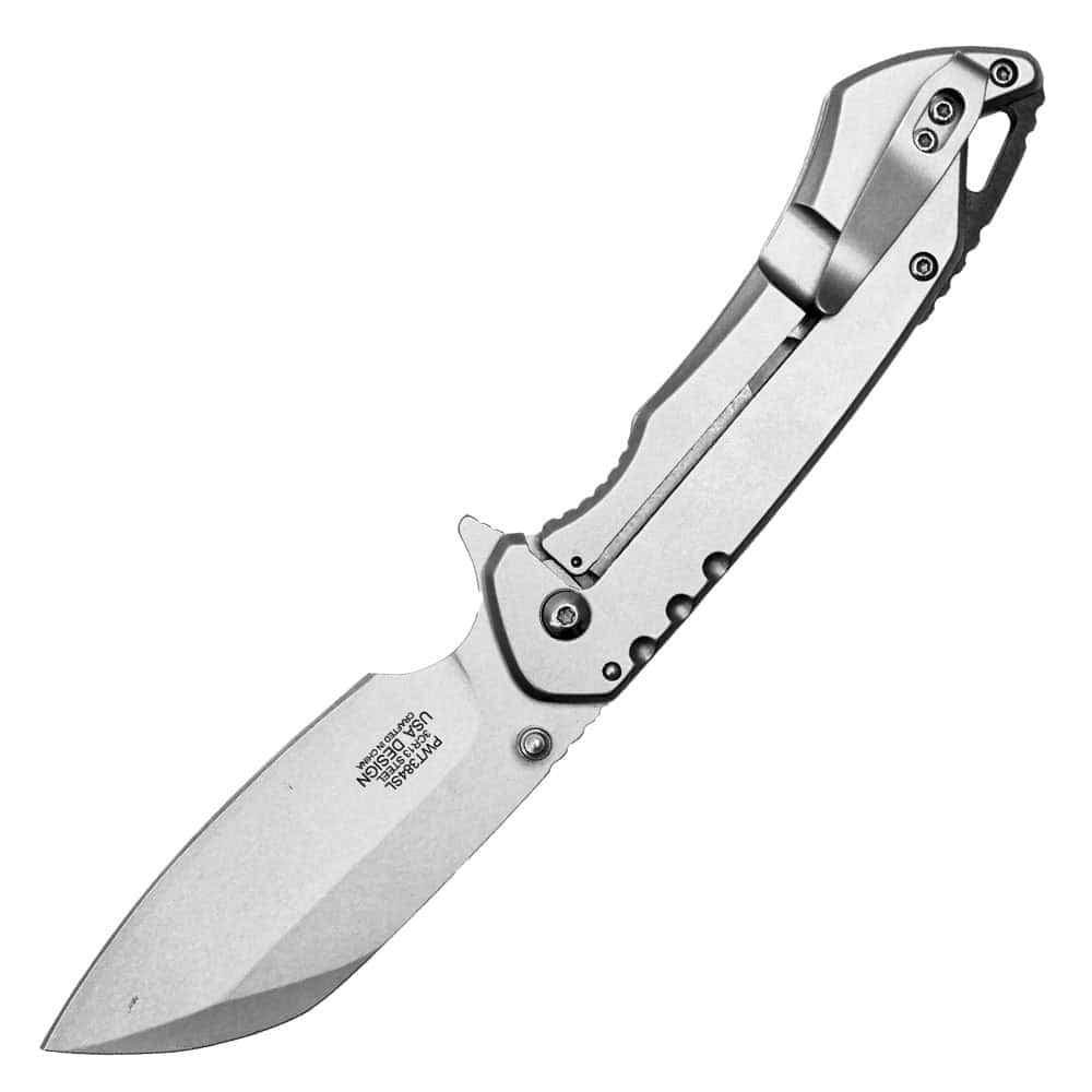 Silver Assisted Folding Pocket Knife | Advanced Safety Tech Silver Assisted Folding Pocket Knife Advanced Safety Tech Silver Assisted Folding Pocket Knife