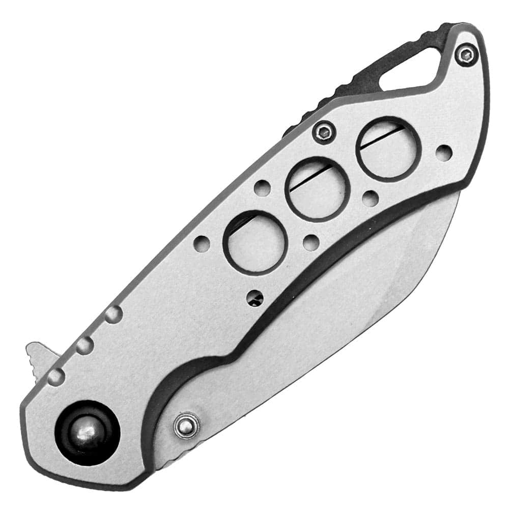 Silver Assisted Folding Pocket Knife Closed | Advanced Safety Tech Silver Assisted Folding Pocket Knife Closed Advanced Safety Tech Silver Assisted Folding Pocket Knife Closed