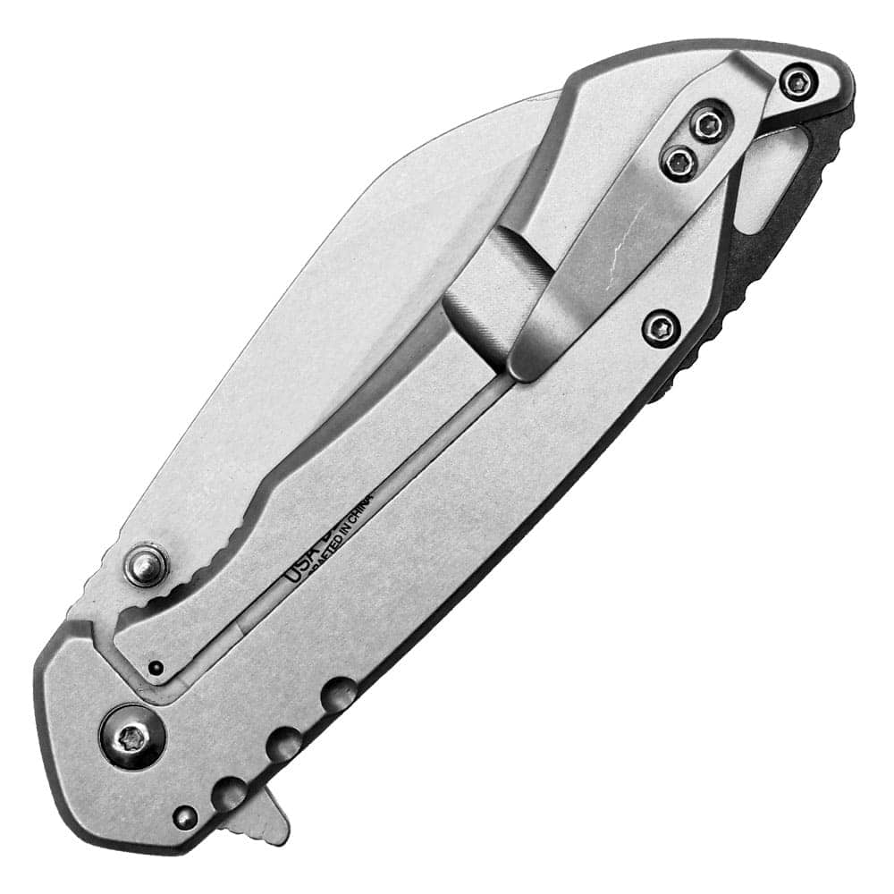 Assisted Opening Silver Folding Pocket Knife with Belt Clip | Advanced Safety Tech Assisted Opening Silver Folding Pocket Knife with Belt Clip Advanced Safety Tech Assisted Opening Silver Folding Pocket Knife with Belt Clip