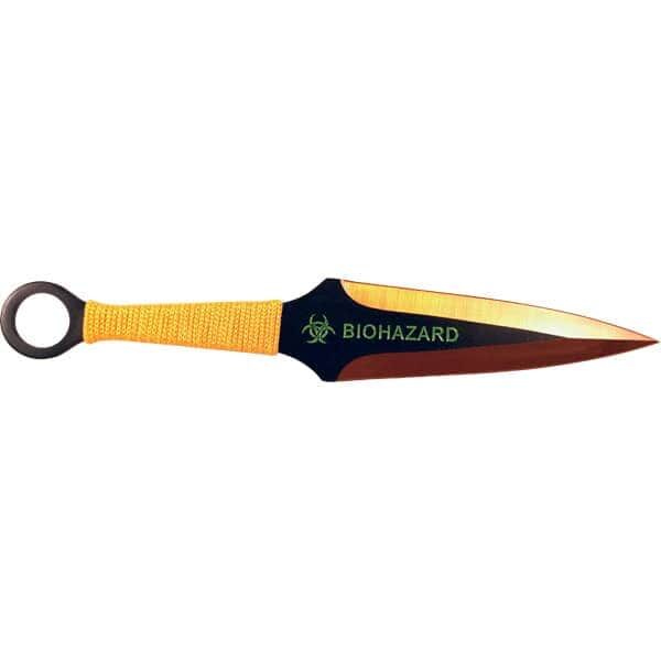 2 Piece Throwing Knife Black/Gold Color BioHazard Logo | Advanced Safety Tech 2 Piece Throwing Knife Black/gold Color Biohazard Logo Advanced Safety Tech 2 Piece Throwing Knife Black/gold Color Biohazard Logo