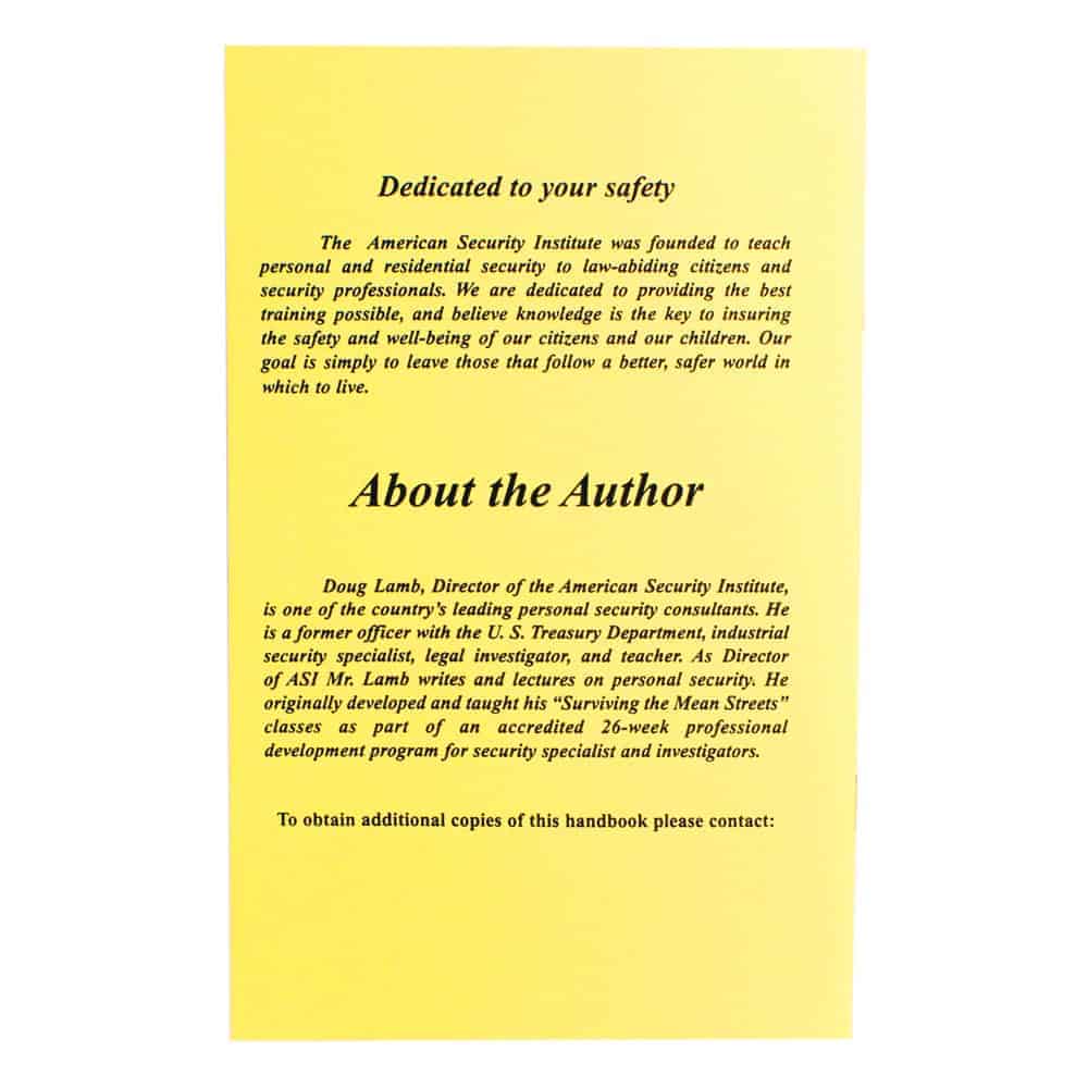 A 32 Page Tactical Defense Spray Hand Book - Rear Cover | Advanced Safety Tech a 32 Page Tactical Defense Spray Hand Book - Rear Cover Advanced Safety Tech a 32 Page Tactical Defense Spray Hand Book - Rear Cover